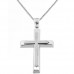 Λευκόχρυσος μασίφ βαπτιστικός σταυρός Κ14 με αλυσίδα
